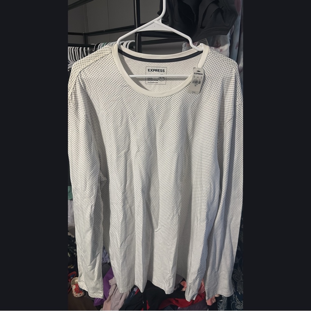 Express Ivory drifit Long Sleeve Shirt